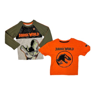 

Набор из 2 модных топов с графическим принтом Jurassic World Boys Camp мелового периода