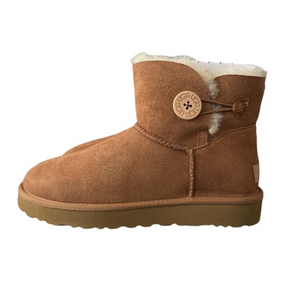 Женские водостойкие замшевые сапоги UGG Mini Bailey Button II, цвет каштан, размер 10