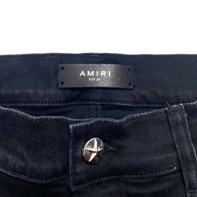 Pre-owned Amiri X Chemist Orange Leather Star Patch Jeans Aged Black