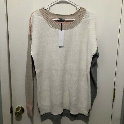NWT 525 America Womens Colorblock Knit Sweater Size Large Pullover Retails $88 