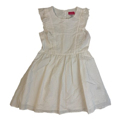 

Zunie Girl Текстурированный белый сарафан в горошек с оборками на рукавах для девочек