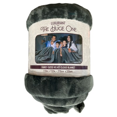 Luxuriant Home The Huge One Family-Sized Velvet Cloud Blanket, Slate Gray