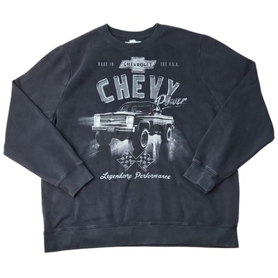 Mens Licensed Relaxed Fit Moto Graphic Soft Fleece Crew (Black, XXL)