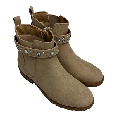 Steve Madden Kids Girls J Fancy Bedazzled Small Platform Bootie (Tan, 5)