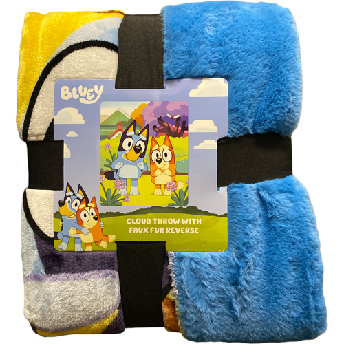 Bluey Cloud Fleece Throw with Faux Polyester Fur Reverse, 50 x 60