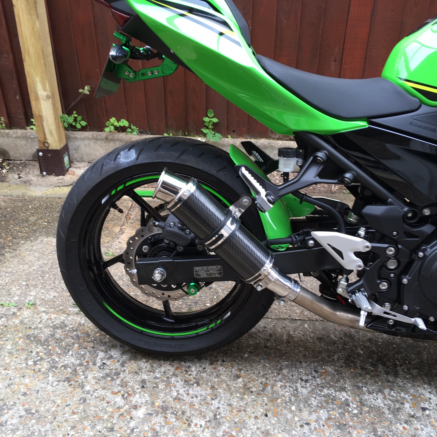 Kawasaki Ninja 400 Exhaust 20182019 SP Engineering Carbon Fibre Stubby