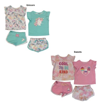 

Комплект спортивной одежды Members Mark Baby - Toddler для девочек из 4 предметов: шорты и топы