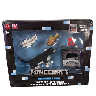 Minecraft Diamond Level Tuxedo Cat Figure With Accessories - NEW & DAMAGED BOX