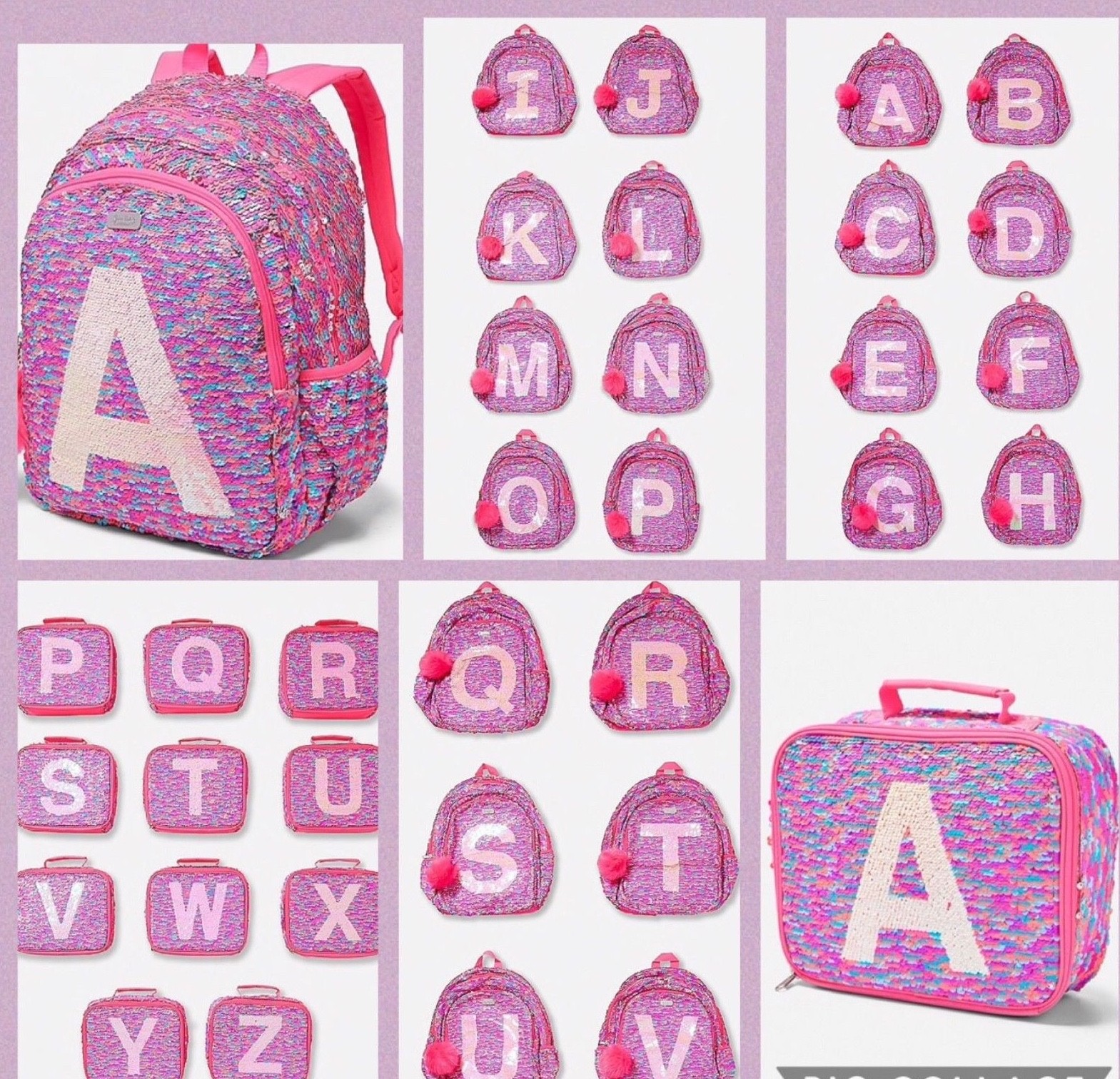 justice pastel unicorn flip sequin initial backpack