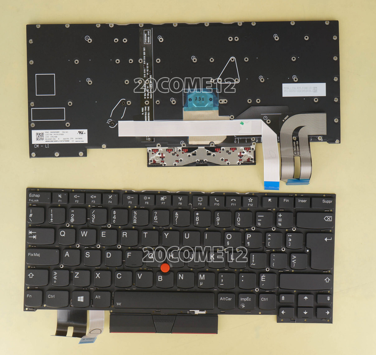 Thinkpad T14s日本語キーボードパームレスト SP/Latin Backlit Keyboard for Lenovo Thinkpad T14s Gen 2