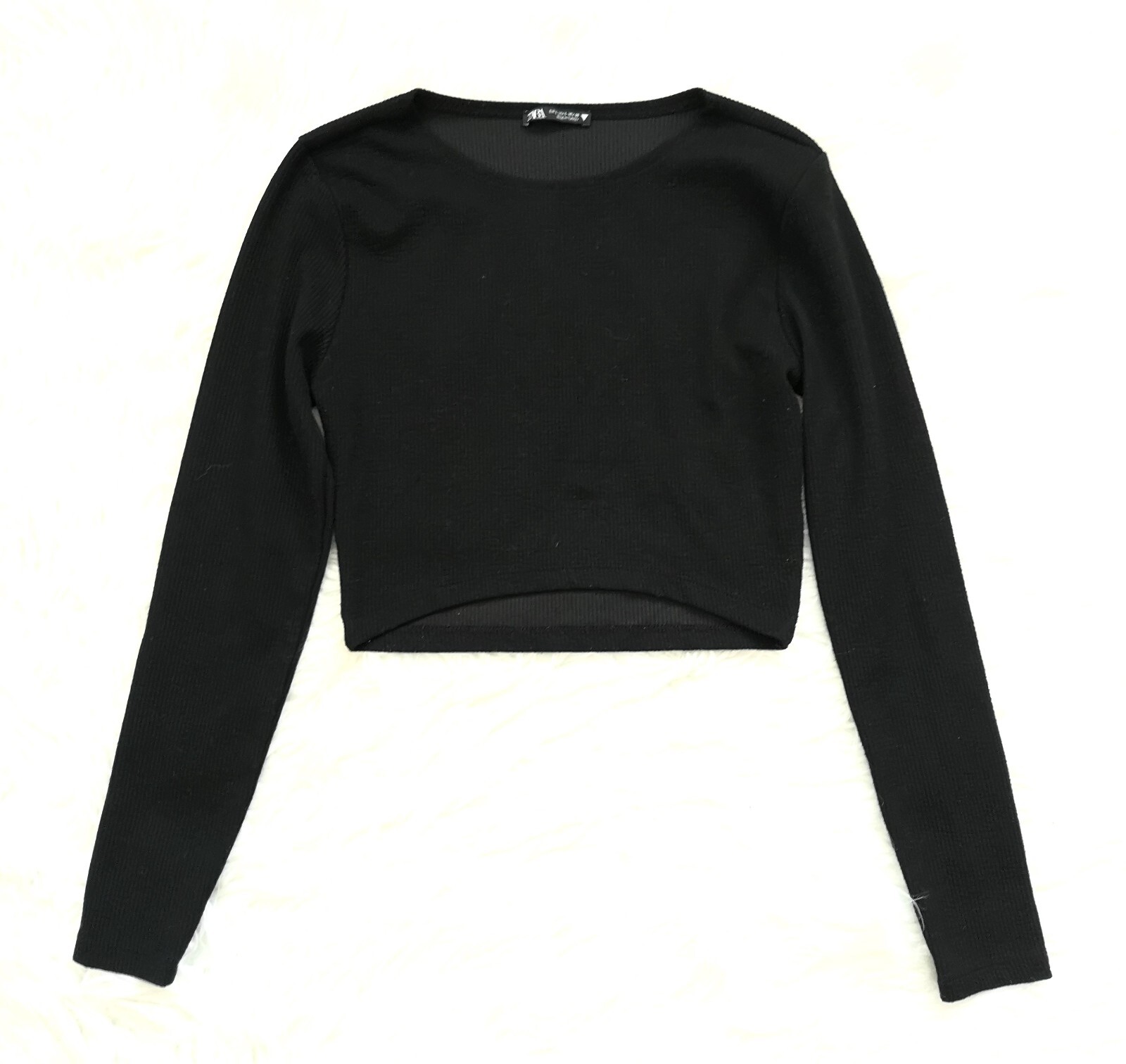 2229 ZARA cute top ポロクロップシャツ　黒 2229 ZARA cute top ポロクロップシャツ黒