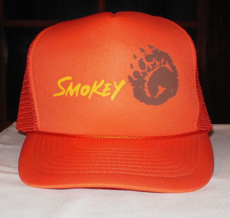 Vintage SMOKEY BEAR Paw Print Cap Hat  Unworn NOS Red