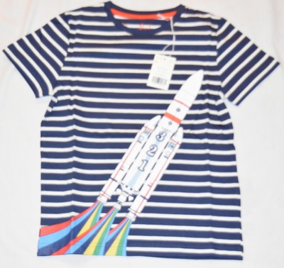 Mini Boden Rocket Shirt Blue Stripe NWT New 7-8