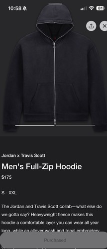 Jordan x Travis Scott Full-Zip Hoodie Black L | eBay