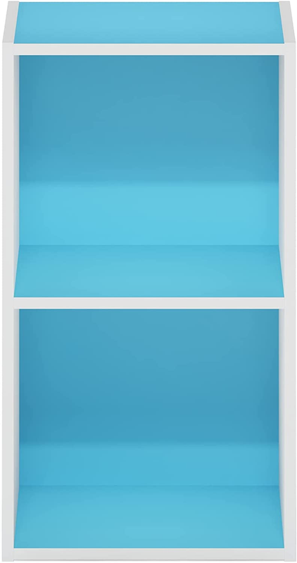 Luder Bookcase / Book / Storage, 2-Tier Cube, Light Blue/White