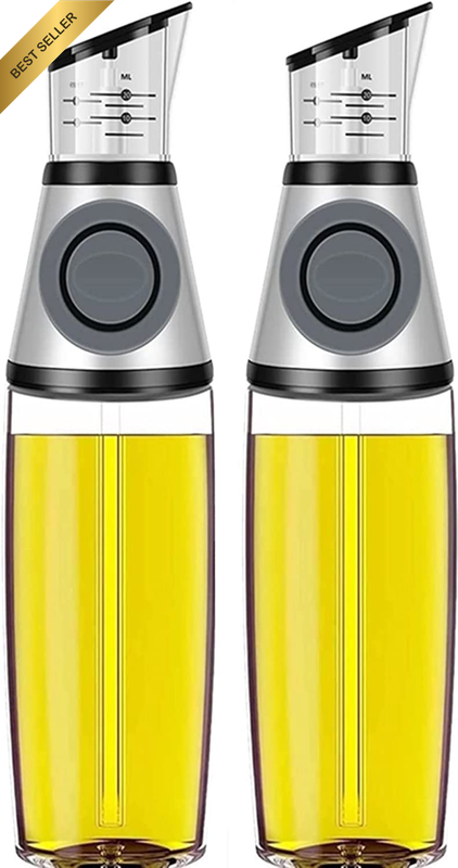 2pc 17Oz Oil Dispenser Sprayer Glass Measuring Drip-Free