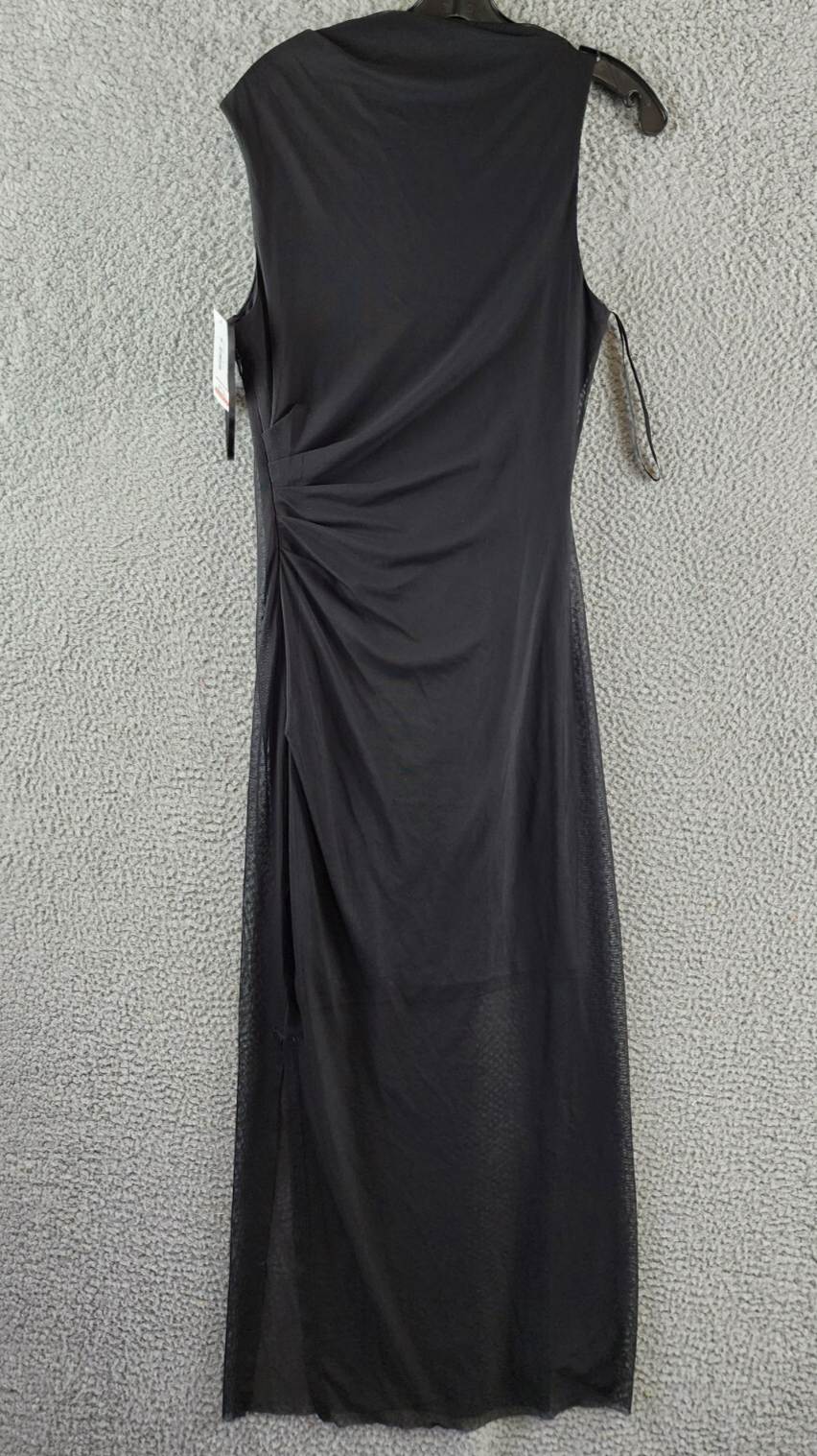 Donna Morgan Asymmetric Neck Side Pleat Maxi Dress Women's 8 Black Side Zipped - Picture 16 of 18