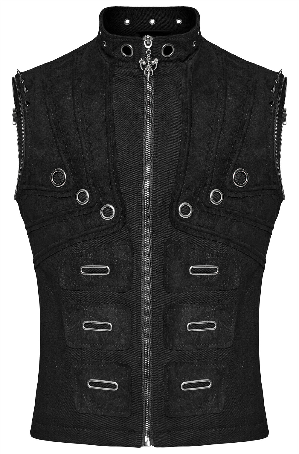 Pre-owned Punk Rave Men Steampunk Detachable Gothic Jackets Motorcycle Visual Coat Vests In Black