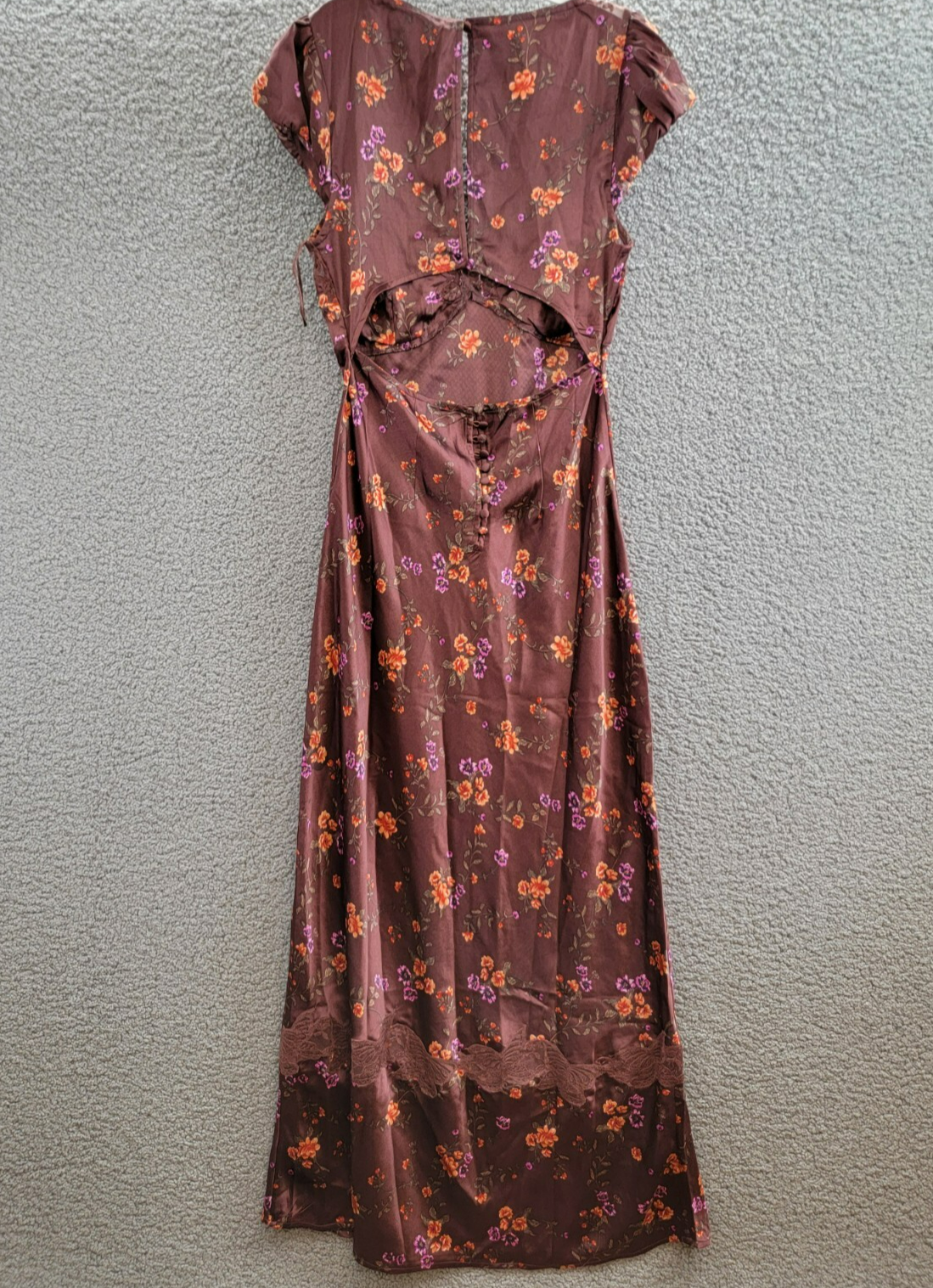 Free People Butterfly Babe Floral Dress Womens S Brown Combo Button Back Closure - Picture 10 of 18