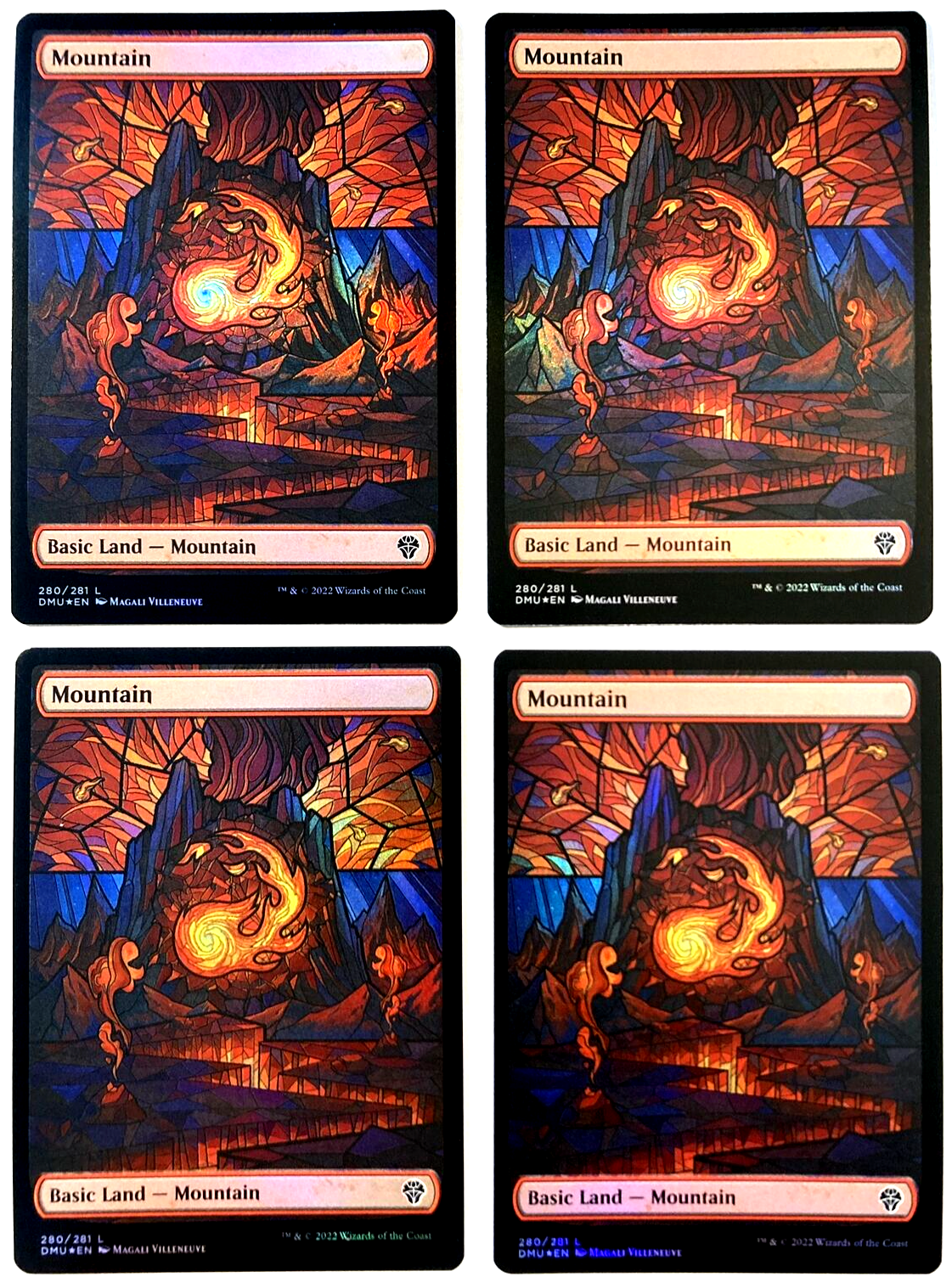 MTG 4X Mountain Dominaria United *SHOWCASE FOIL* 280/281 NM