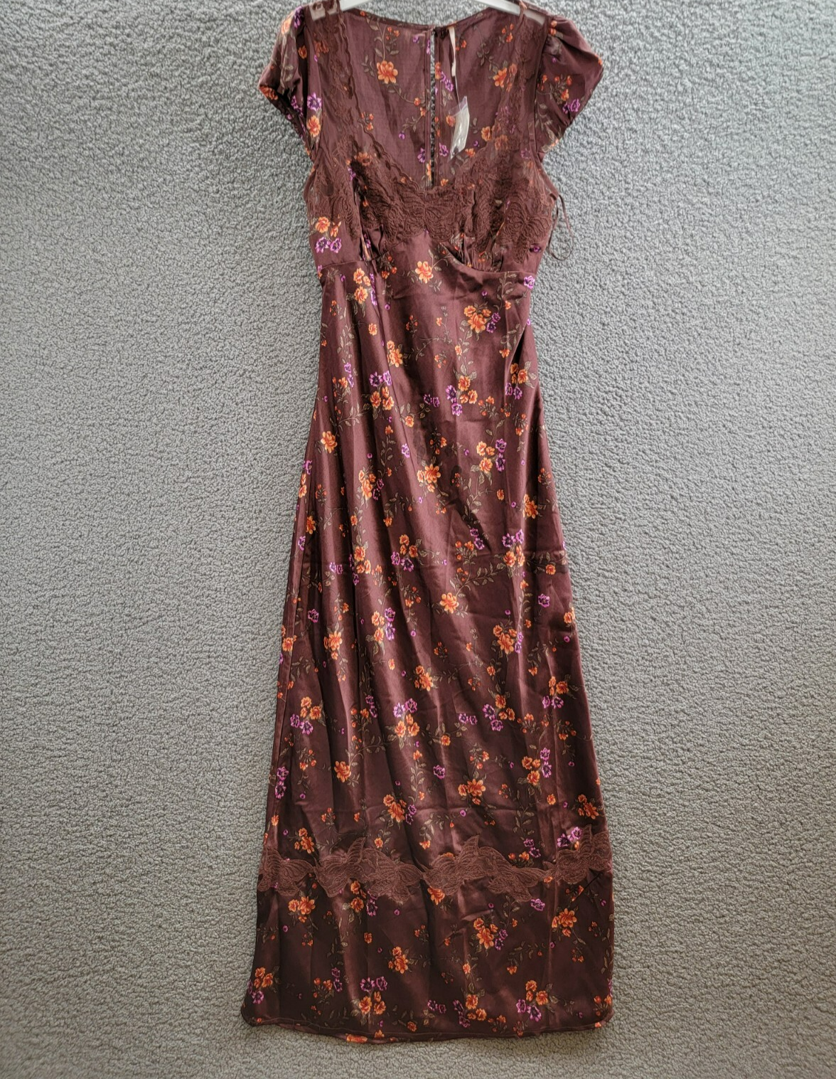 Free People Butterfly Babe Floral Dress Womens S Brown Combo Button Back Closure - Picture 2 of 18