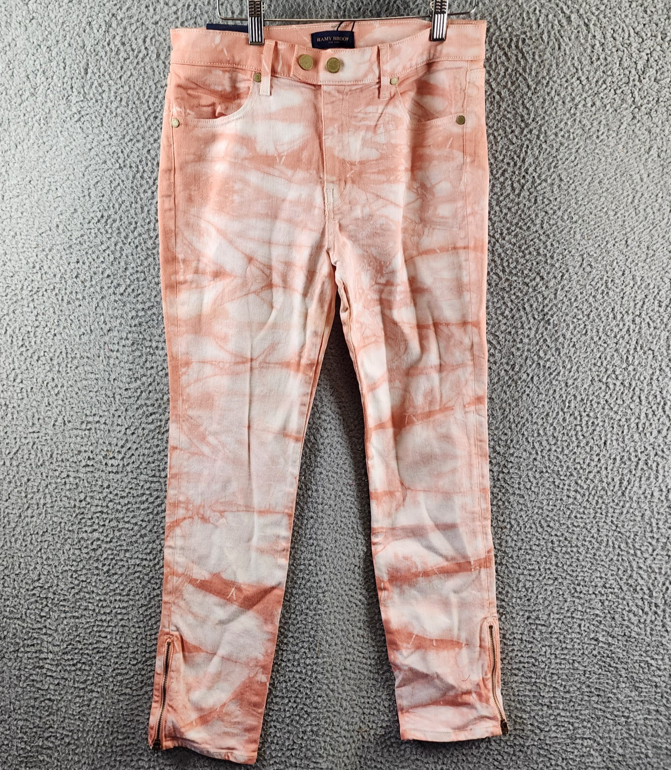 Ramy Brook Katie Mid-Rise Motto Skinny Jeans Women's 30 Pink Tie Dye Zip Closure - Picture 2 of 17