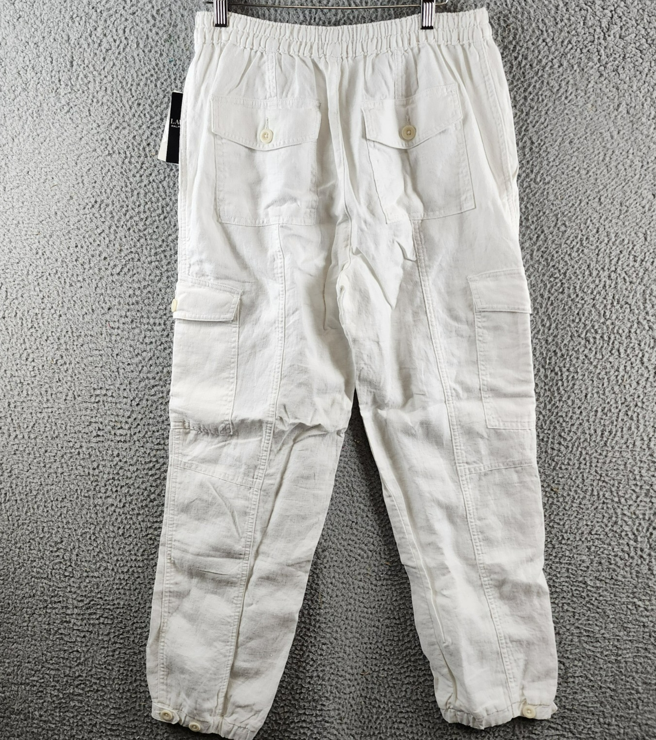 Lauren Ralph Lauren Linen Cargo Pants Women's 6 White Pockets Button Zip Closure - Picture 14 of 17