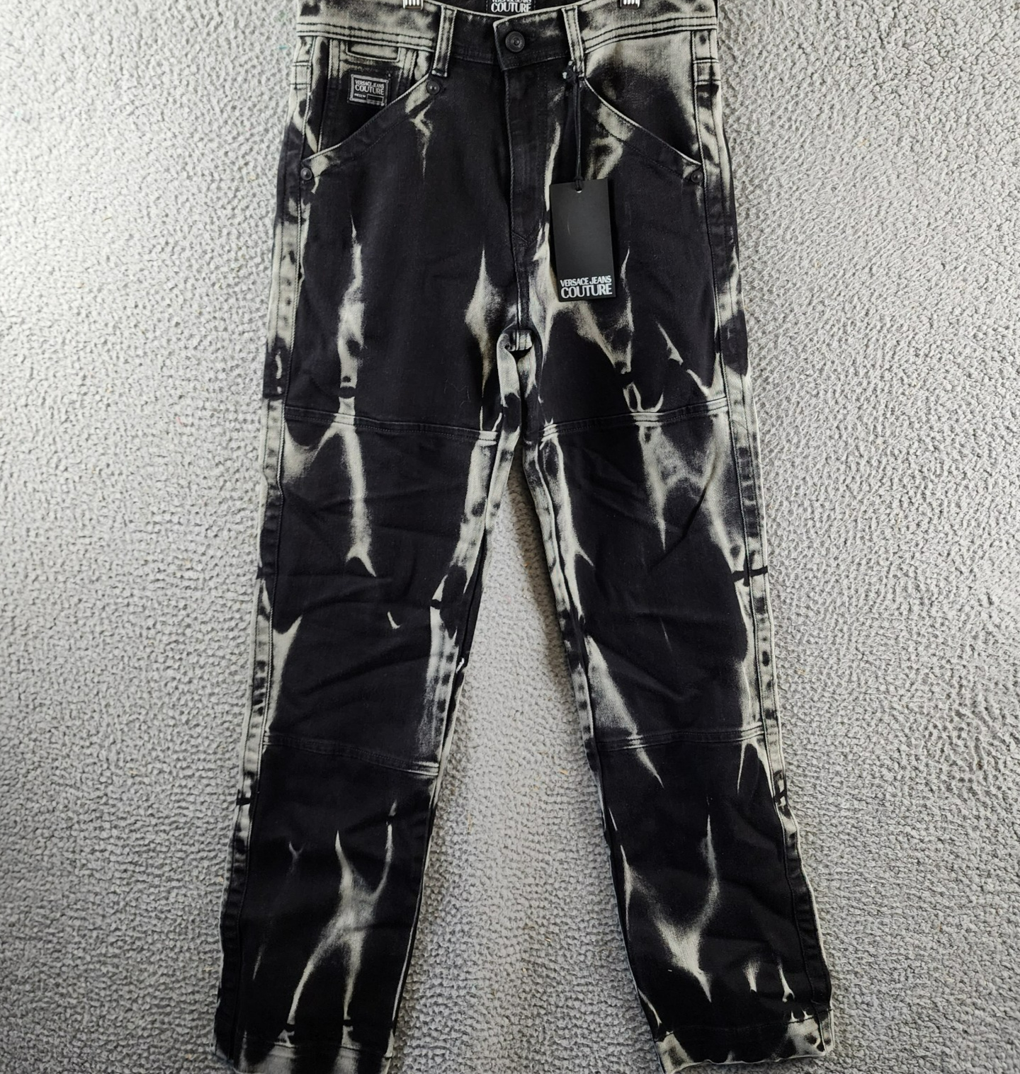 Versace Jeans Couture Regular Fit Jeans Men's 30 Bleached Black Denim Button Zip - Picture 2 of 17