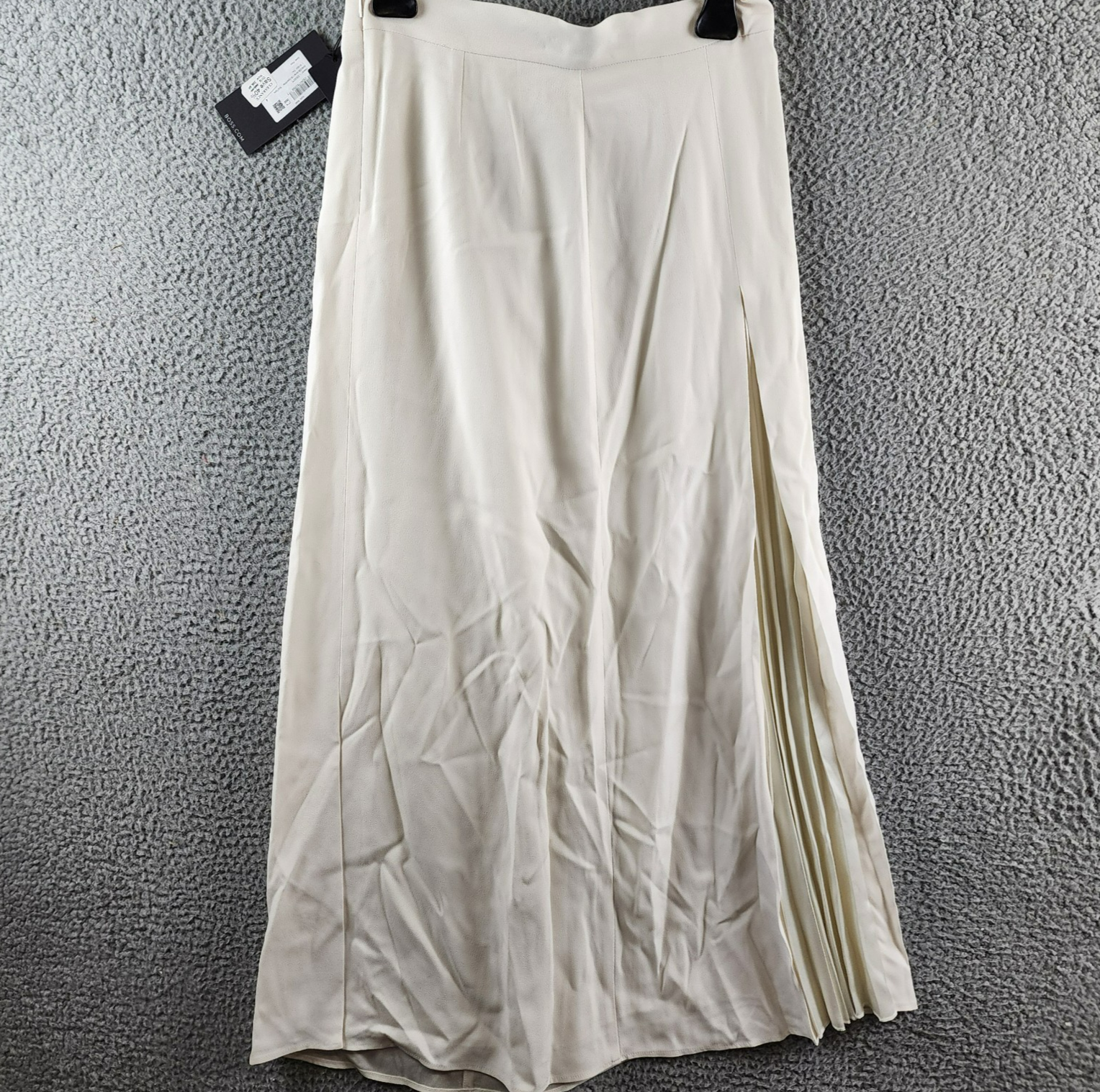 Boss Vateza Skirt Women's 4 Soft Cream Front Pleated Panel Back Zip Closure - Picture 2 of 15