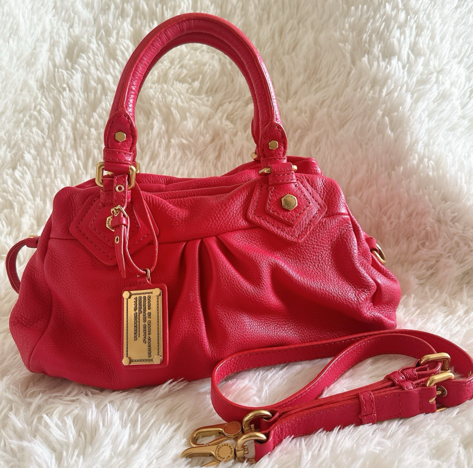 MARC by MARC JACOBS 2WAYバッグレザー ベージュ ピンク 正規✨未使用級】マークジェイコブス ショルダーバッグ レザー