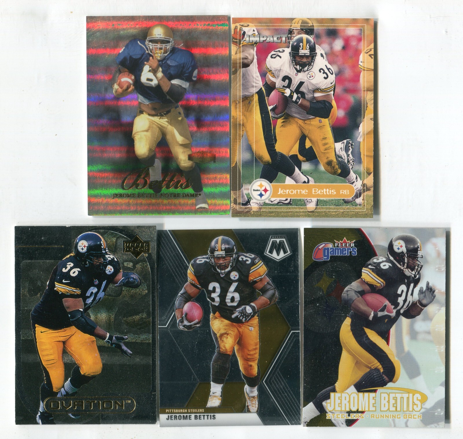Jerome Bettis 5 Football Card Lot HOF LA RAMS PITTSBURGH