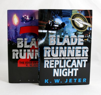 SIGNED BLADE RUNNER LOT Edge of Human / Replicant Night K.W. Jeter HC Book RARE