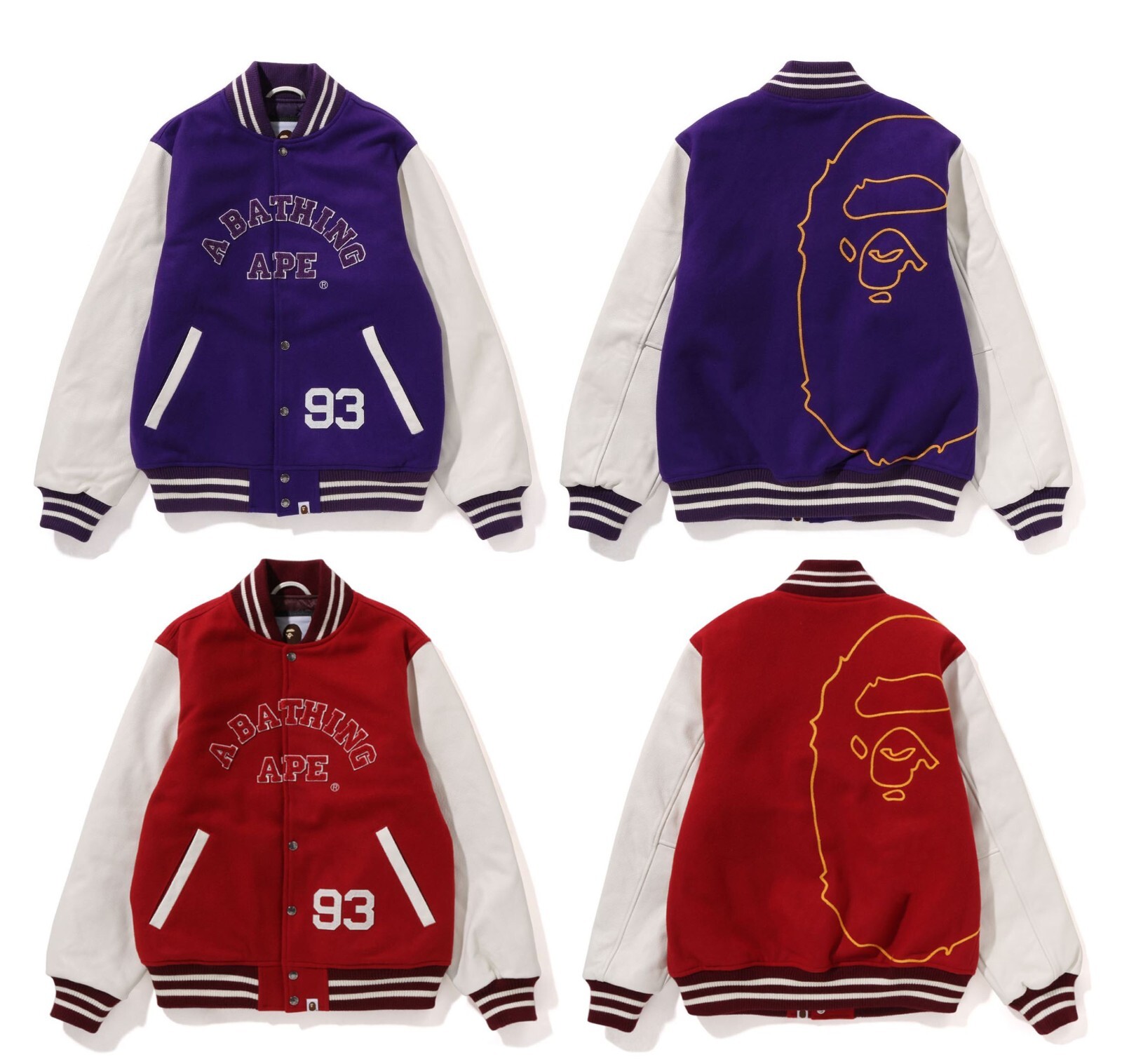 A BATHING APE Men's GIANT APE HEAD VARSITY JACKET 1I80141013 A BATHING APE Men's GIANT APE HEAD VARSITY JACKET 1I80141013