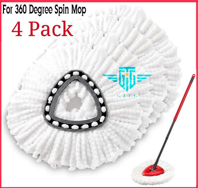 4x Replacement Microfiber Mop Head Easy Clean Wring Refill For O-Cedar Spin Mop