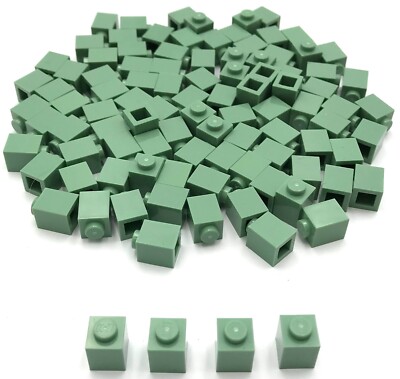 Lego 100 New Sand Green Bricks Building Blocks 1 x 1 Stud Pieces