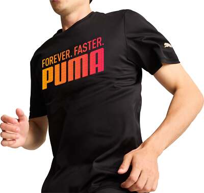 Puma Favourite Forever Faster Mens Running Top Black Short Sleeve Run T-Shirt