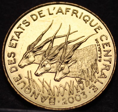 Central African States 5 Francs, 2003 Gem Unc~3 Giant Eland~Free Shipping