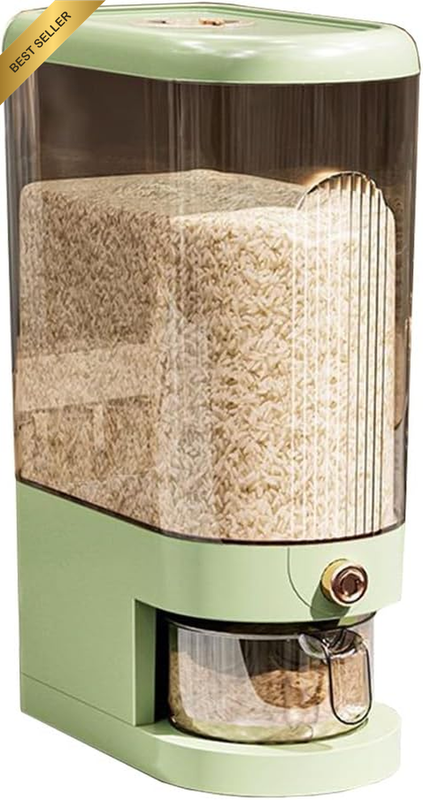 Rice Dispenser, Grain Container Storage, Measuring Cylinder with Lid, Sealed Ric