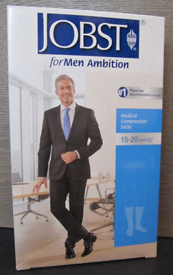 Jobst Men Ambition 15-20 mmHg Black Compression Socks Knee CT Long Size 3 - NEW