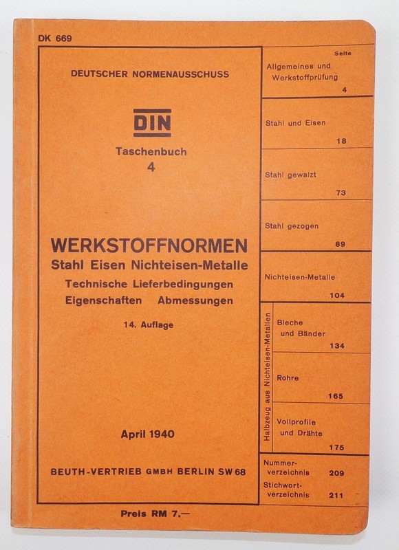 Werkstoffnormen Stahl Eisen Nichteisen Metalle 1940 Din Buch
