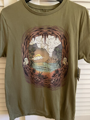 New NWT Mens Super Massive Volcanic Sunset 100% Organic Cotton Tshirt Medium
