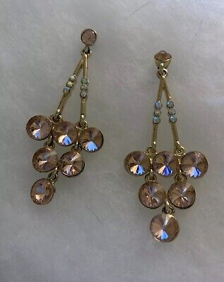 Costume Jewelry Pink N Gold Dangle Earrings Pre-Owned