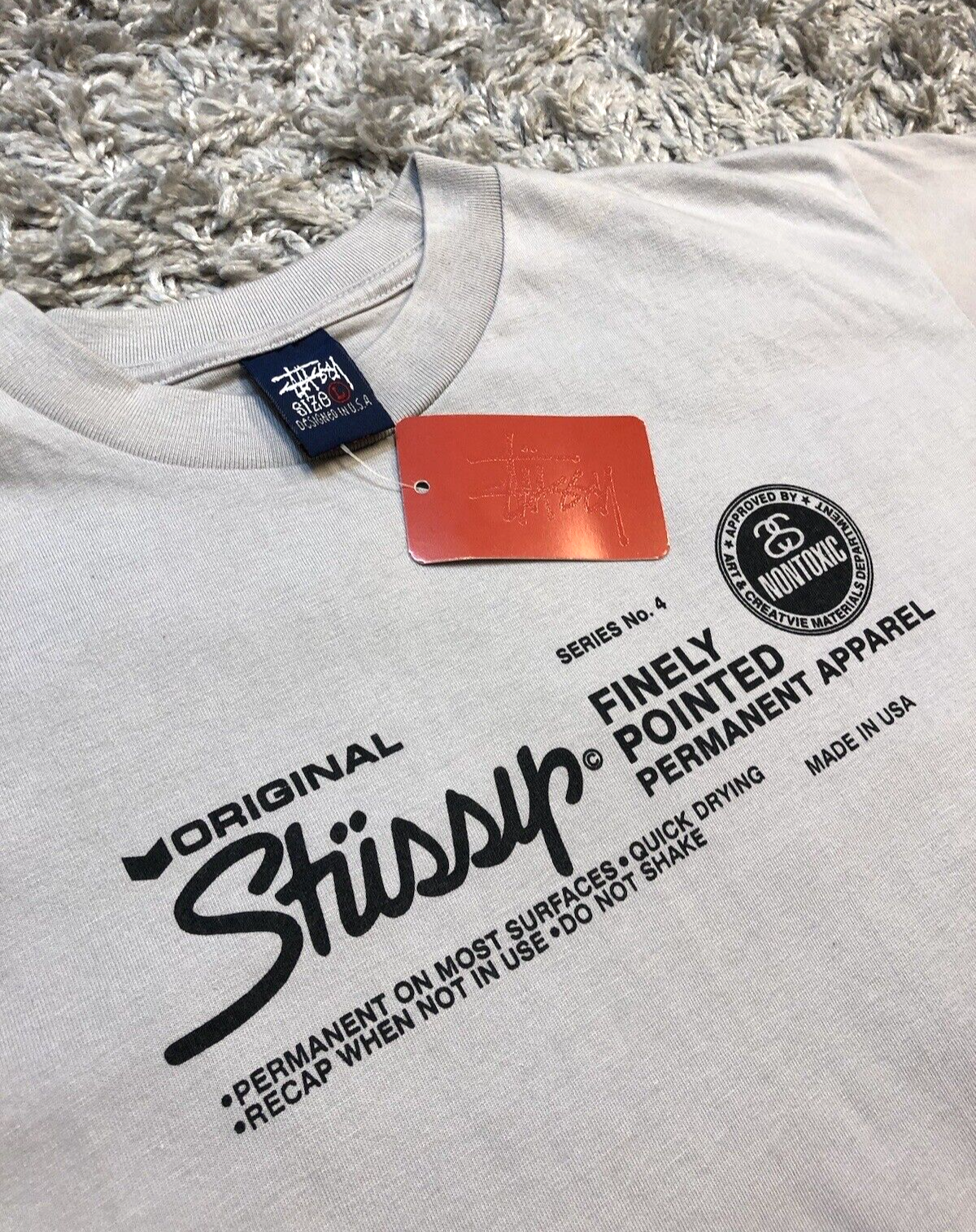 VINTAGE 90s NWT Stussy Sharpie Graphic T Shirt Size Large