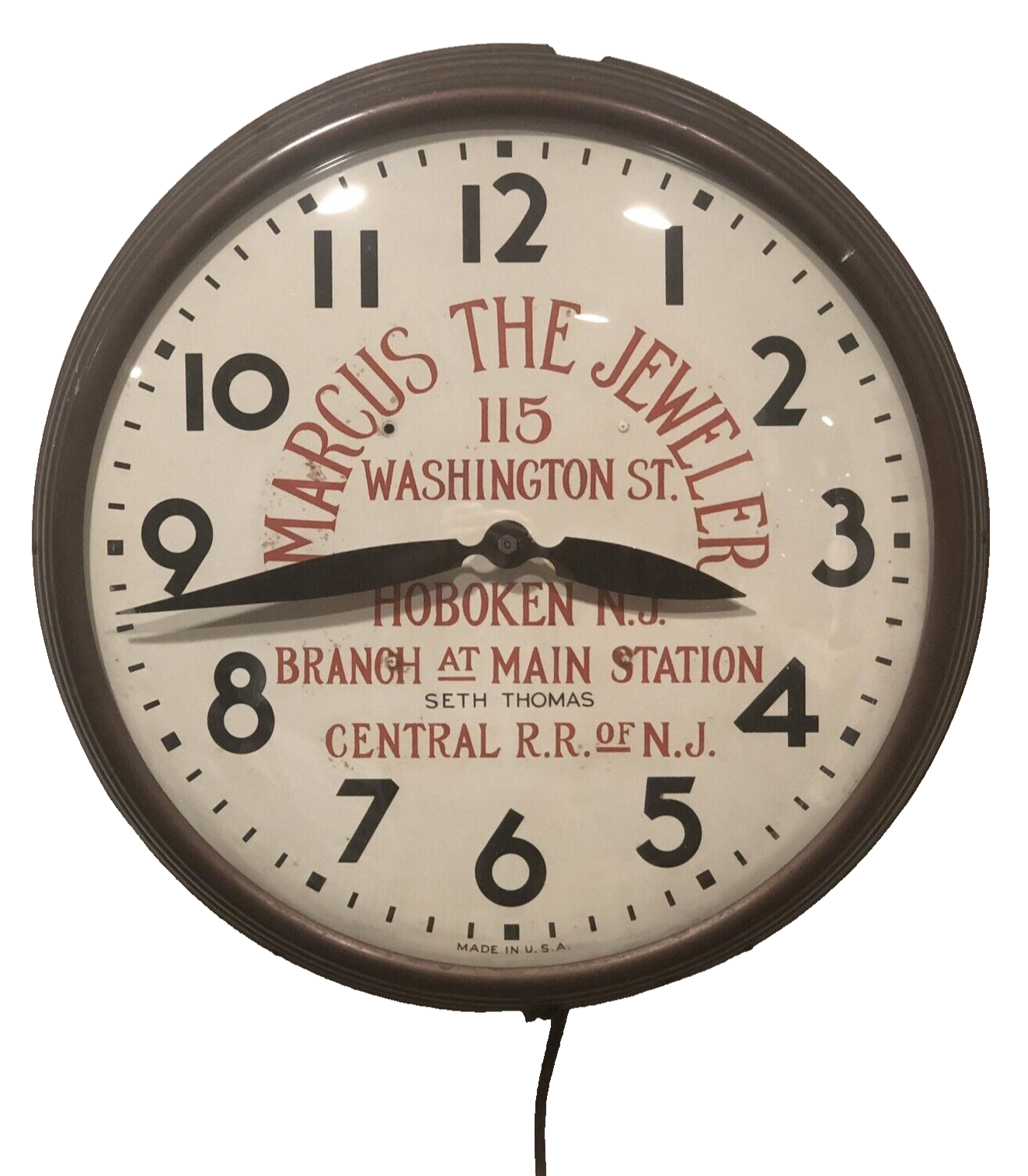 1950'S Seth Thomas Central R.R of NJ Marcus Jeweler Hoboken