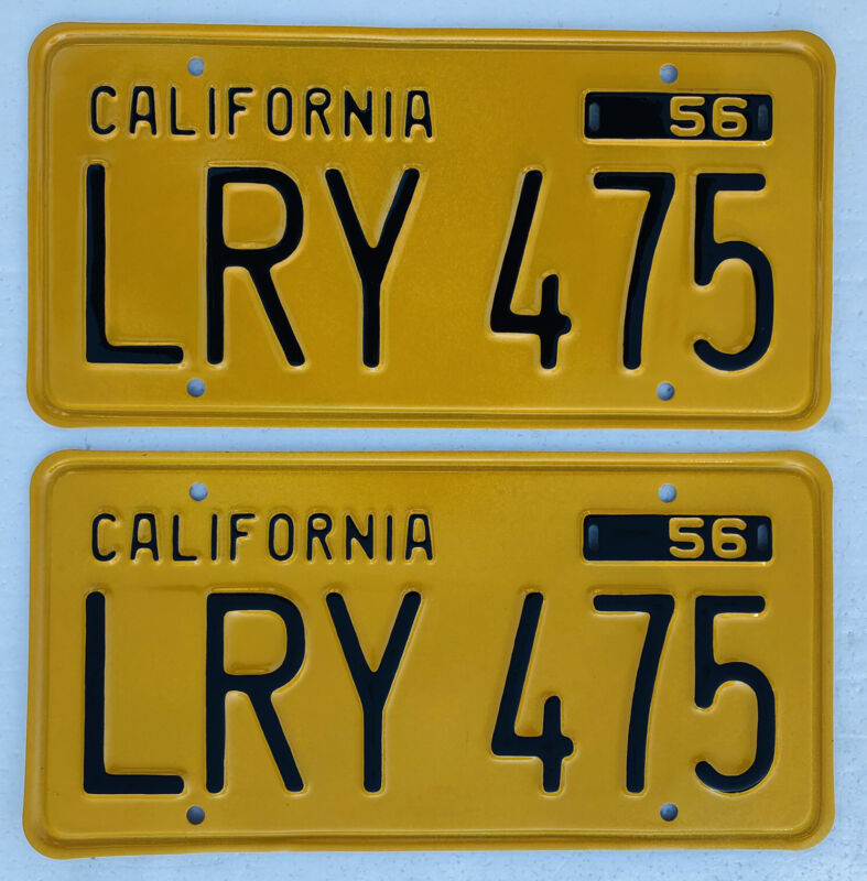 1956-1962  CALIFORNIA License Plates Pair. Restored, DMV Clear