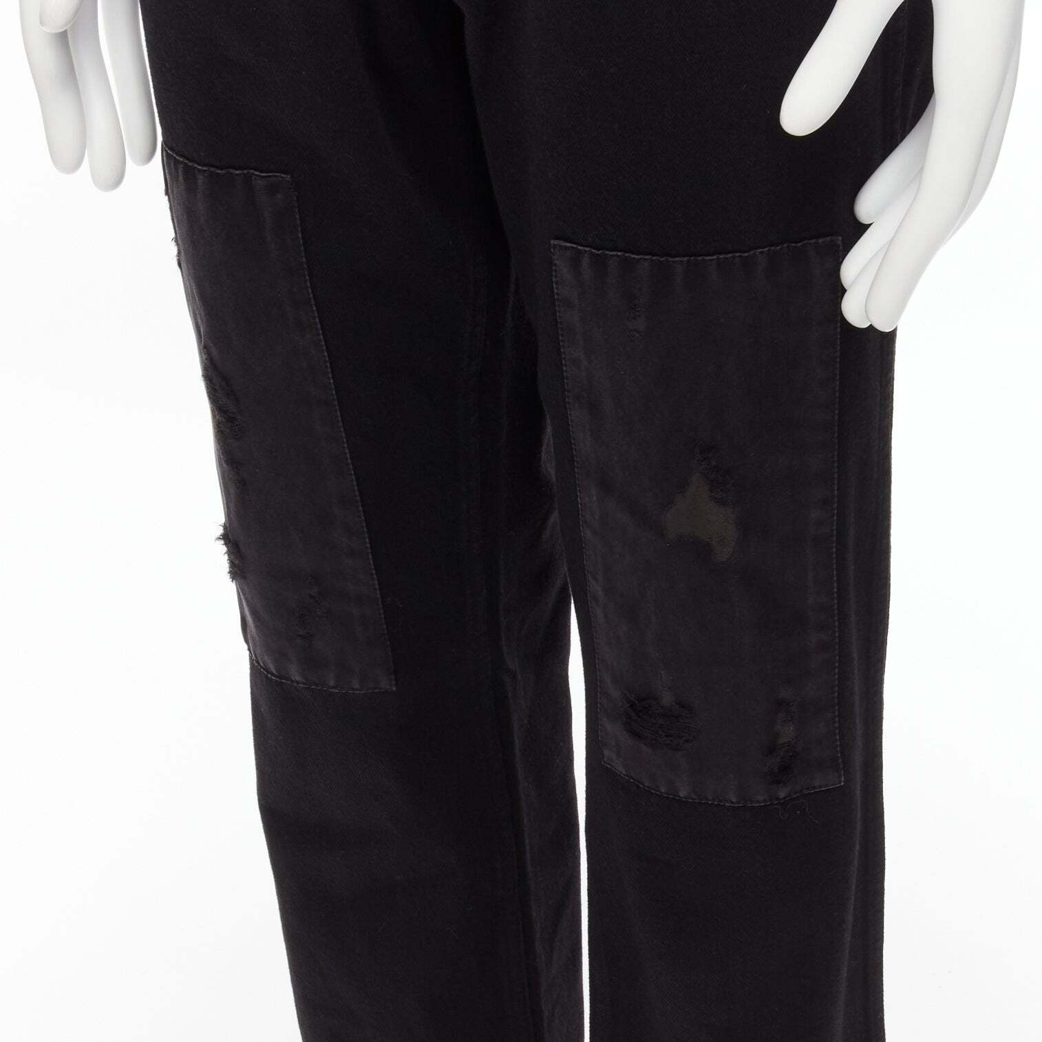 CALVIN KLEIN 205W39NYC Raf Simons black distressed satin CALVIN KLEIN 205W39NYC Raf Simons black distressed satin