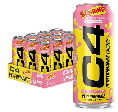 Cellucor C4 Energy Drink, STARBURST Strawberry, Carbonated Sugar Free Pre Workou