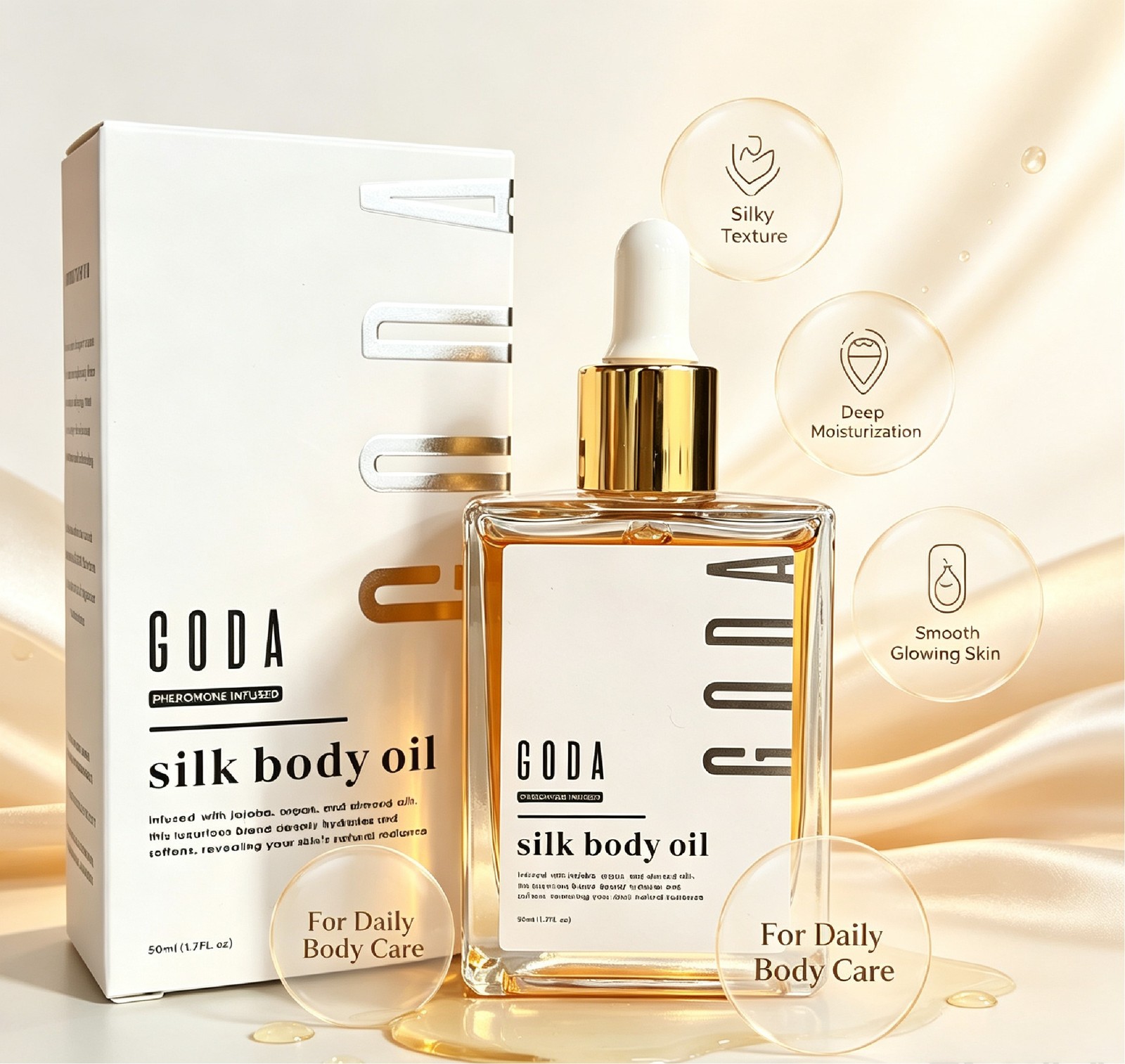 1~2Pack GODA Silk Body Oil Silk Body Oil Goda Perfume Oil Bath