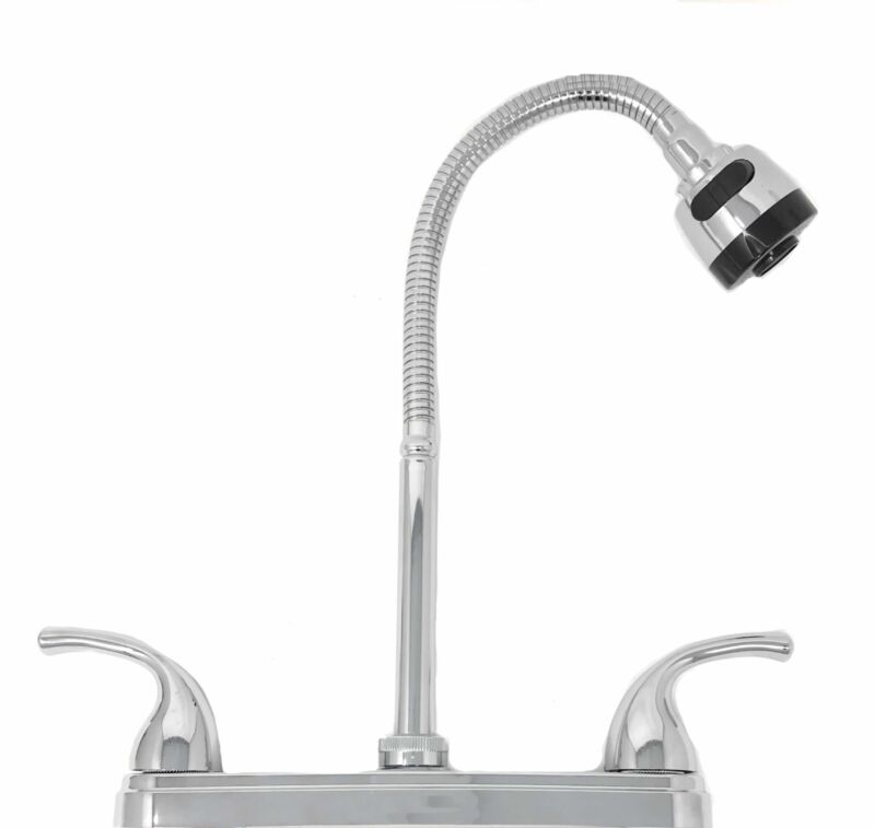 8" Center Two Handle Kitchen Chromed Plastic Faucet with Tall Flexible Spout ADA