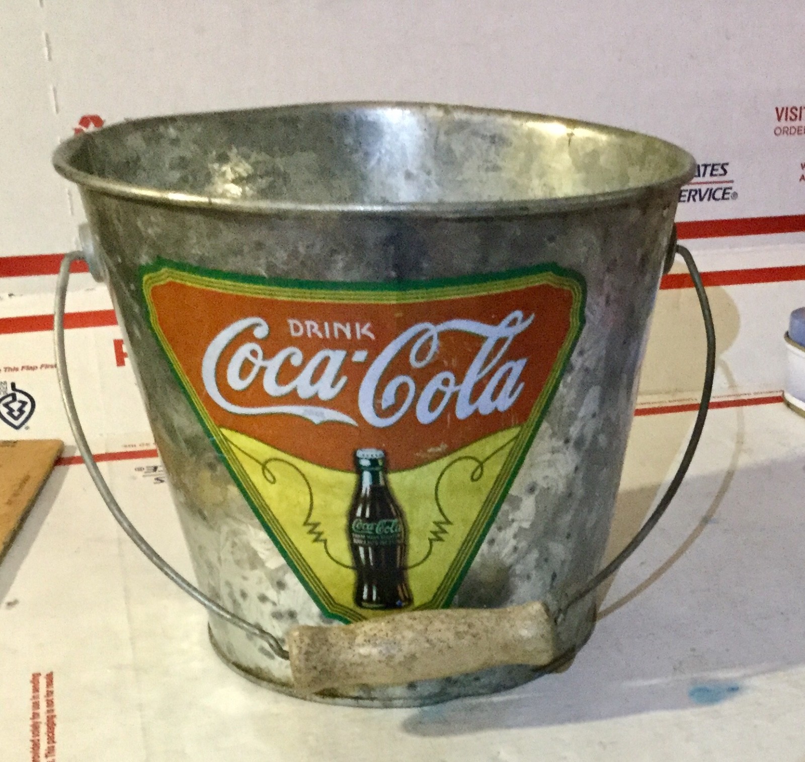 Retro Coca Cola Galvanzed Peanut Bucket